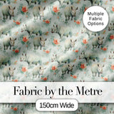 Elegant Rhino with Floral Rose Elements Seamless Pattern Digital Print Fabric by the Metre UK Sewing Quilting Textile