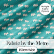 Minimal White Rhino  on Teal Background Seamless Pattern Digital Print Fabric by the Metre UK Sewing Quilting Textile