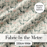 Classic Rhino Sketch with Floral Rose Details Seamless Pattern Digital Print Fabric by the Metre UK Sewing Quilting Textile