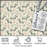 Classic Rhino Sketch with Floral Rose Details Seamless Pattern Digital Print Fabric by the Metre UK Sewing Quilting Textile