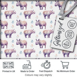 Pastel Purple Watercolor Rhino with Soft Diamond Shapes Seamless Pattern Digital Print Fabric by the Metre UK Sewing Quilting Textile