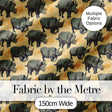 Dark Rhino with Floral Line Art Background Seamless Pattern Digital Print Fabric by the Metre UK Sewing Quilting Textile