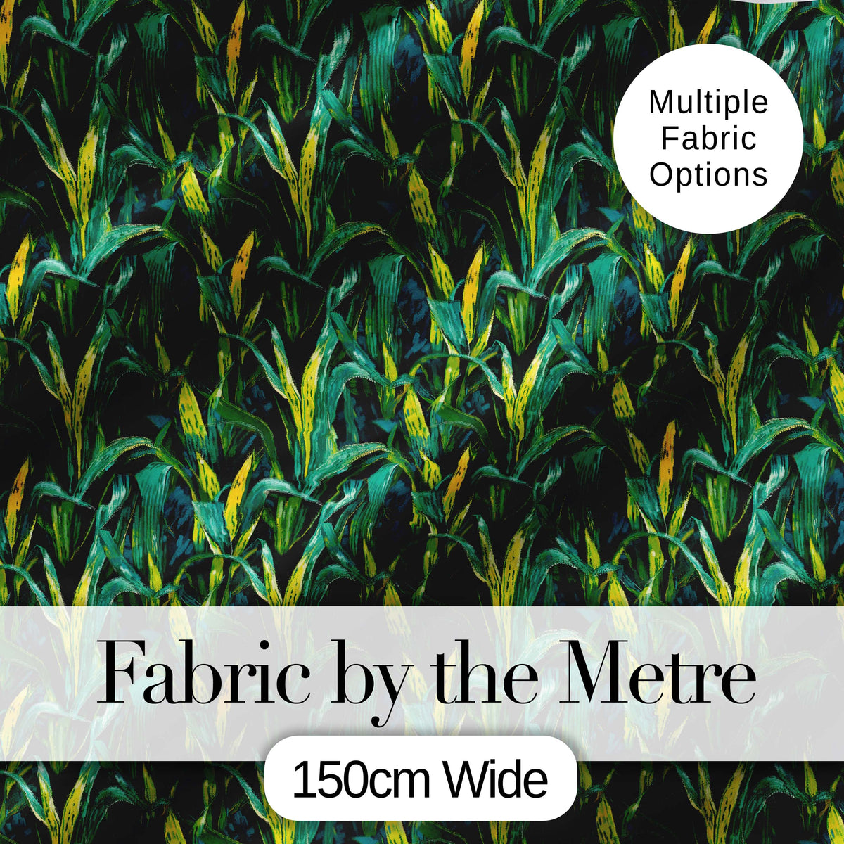 Dense Tropical Leaves Jungle Style Seamless Pattern Digital Print Fabric by the Metre UK Sewing Quilting Textile