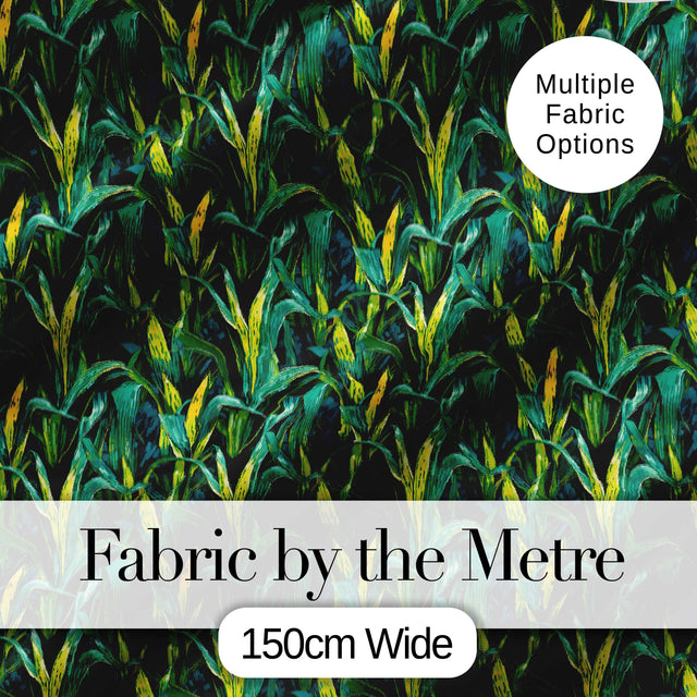 Dense Tropical Leaves Jungle Style Seamless Pattern Digital Print Fabric by the Metre UK Sewing Quilting Textile