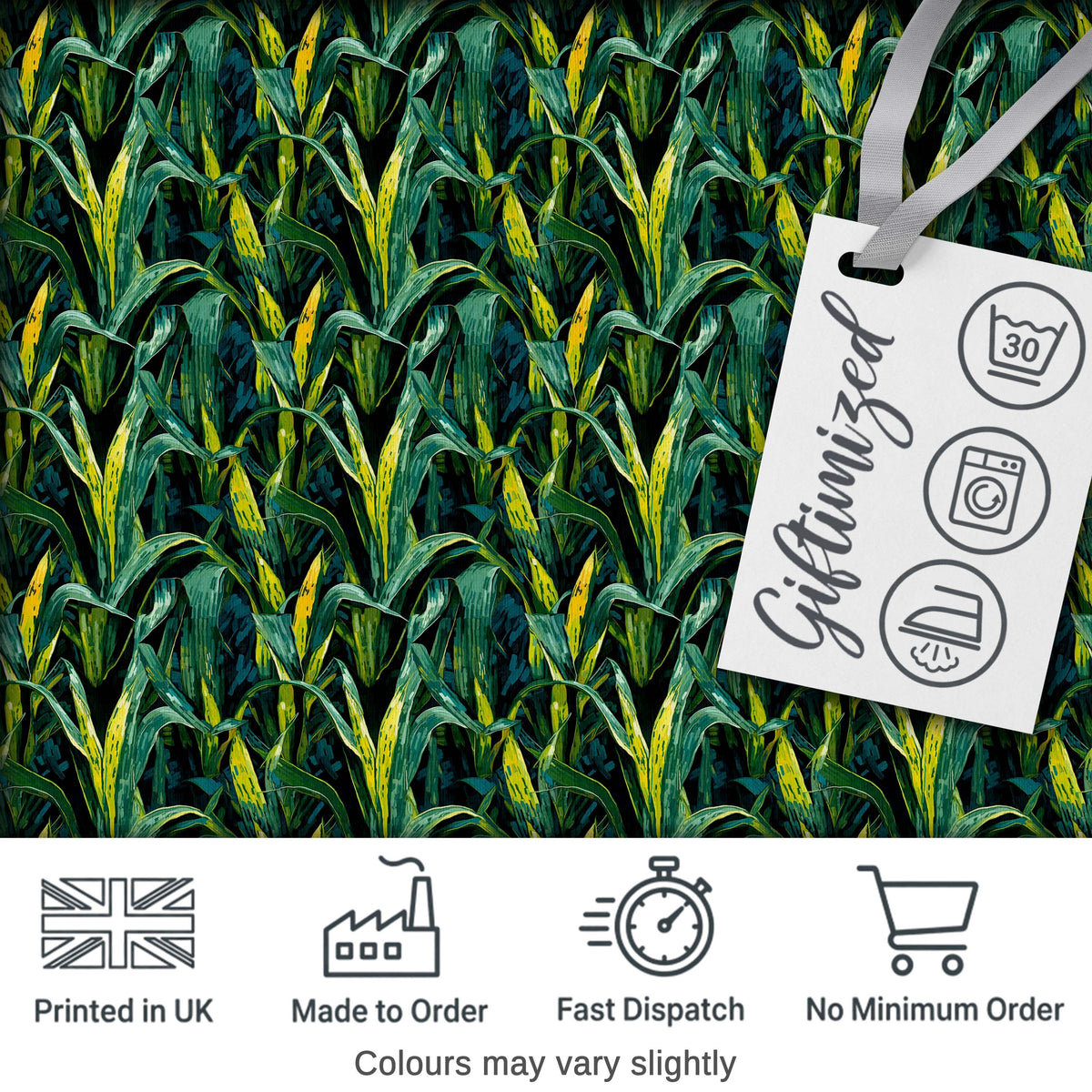 Dense Tropical Leaves Jungle Style Seamless Pattern Digital Print Fabric by the Metre UK Sewing Quilting Textile