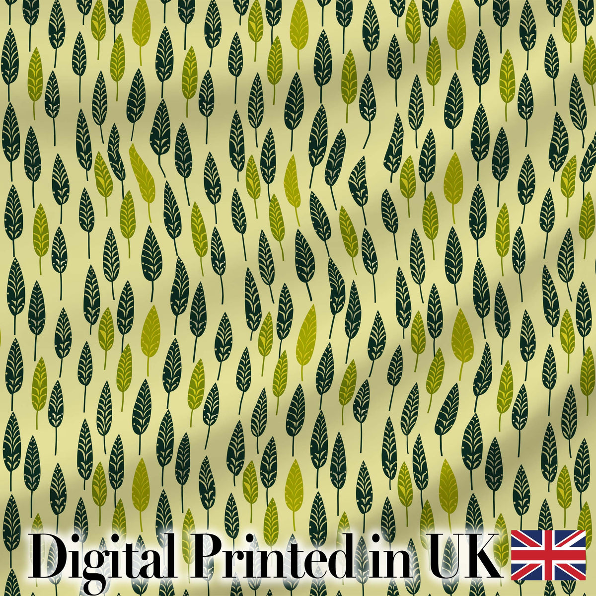Simple Leaf Motif in Green Tones Seamless Pattern Digital Print Fabric by the Metre UK Sewing Quilting Textile