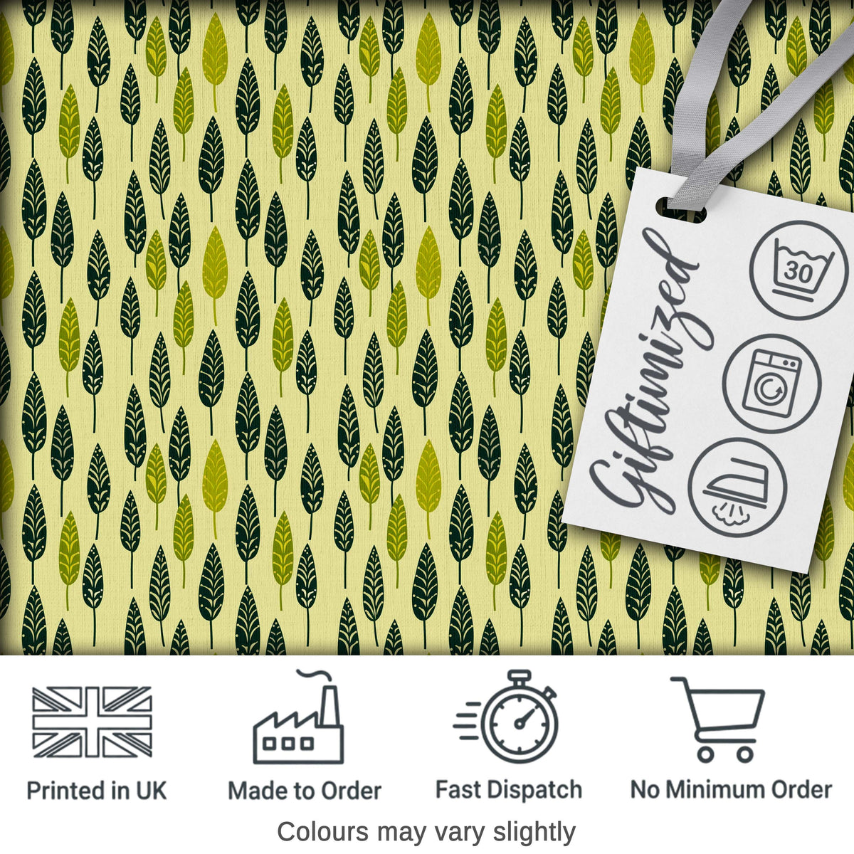 Simple Leaf Motif in Green Tones Seamless Pattern Digital Print Fabric by the Metre UK Sewing Quilting Textile