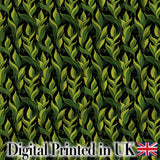 Lush Green Tropical Leaves on Dark Background Seamless Pattern Digital Print Fabric by the Metre UK Sewing Quilting Textile