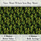 Lush Green Tropical Leaves on Dark Background Seamless Pattern Digital Print Fabric by the Metre UK Sewing Quilting Textile