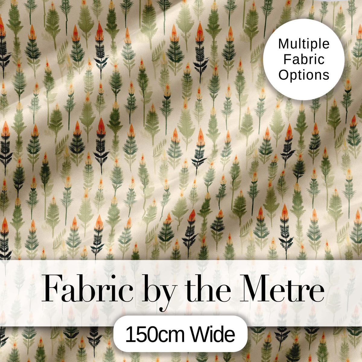 Delicate Floral Sprigs with Soft Beige Background Seamless Pattern Digital Print Fabric by the Metre UK Sewing Quilting Textile