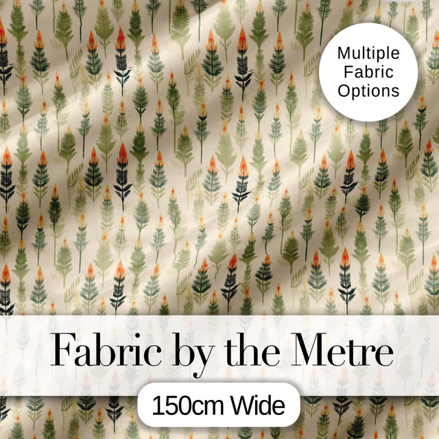 Delicate Floral Sprigs with Soft Beige Background Seamless Pattern Digital Print Fabric by the Metre UK Sewing Quilting Textile