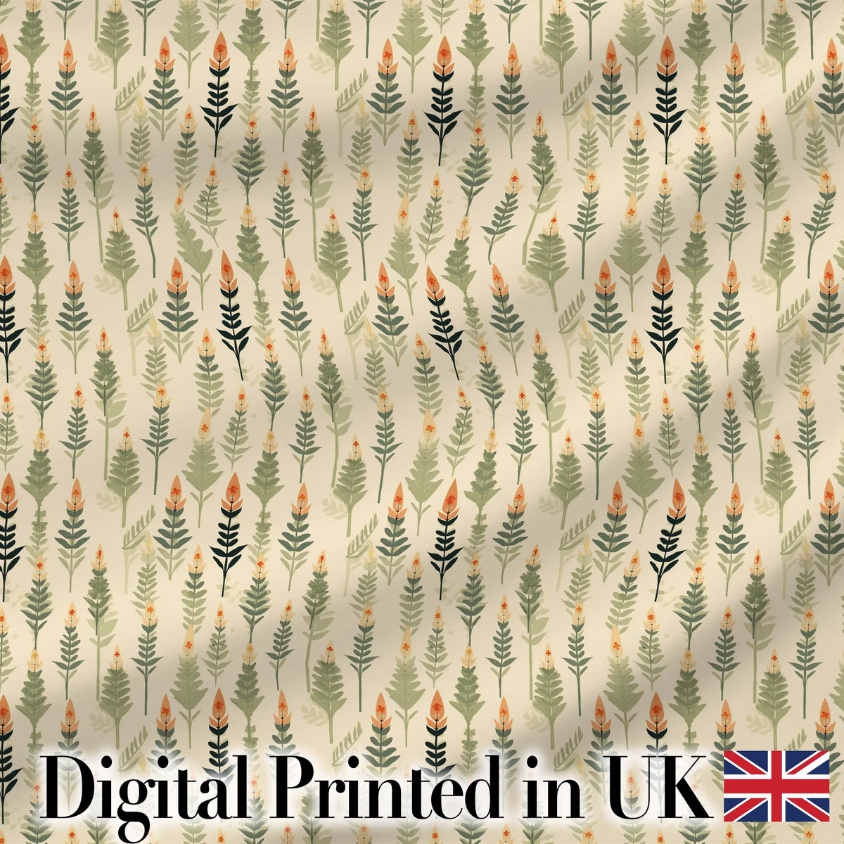 Delicate Floral Sprigs with Soft Beige Background Seamless Pattern Digital Print Fabric by the Metre UK Sewing Quilting Textile