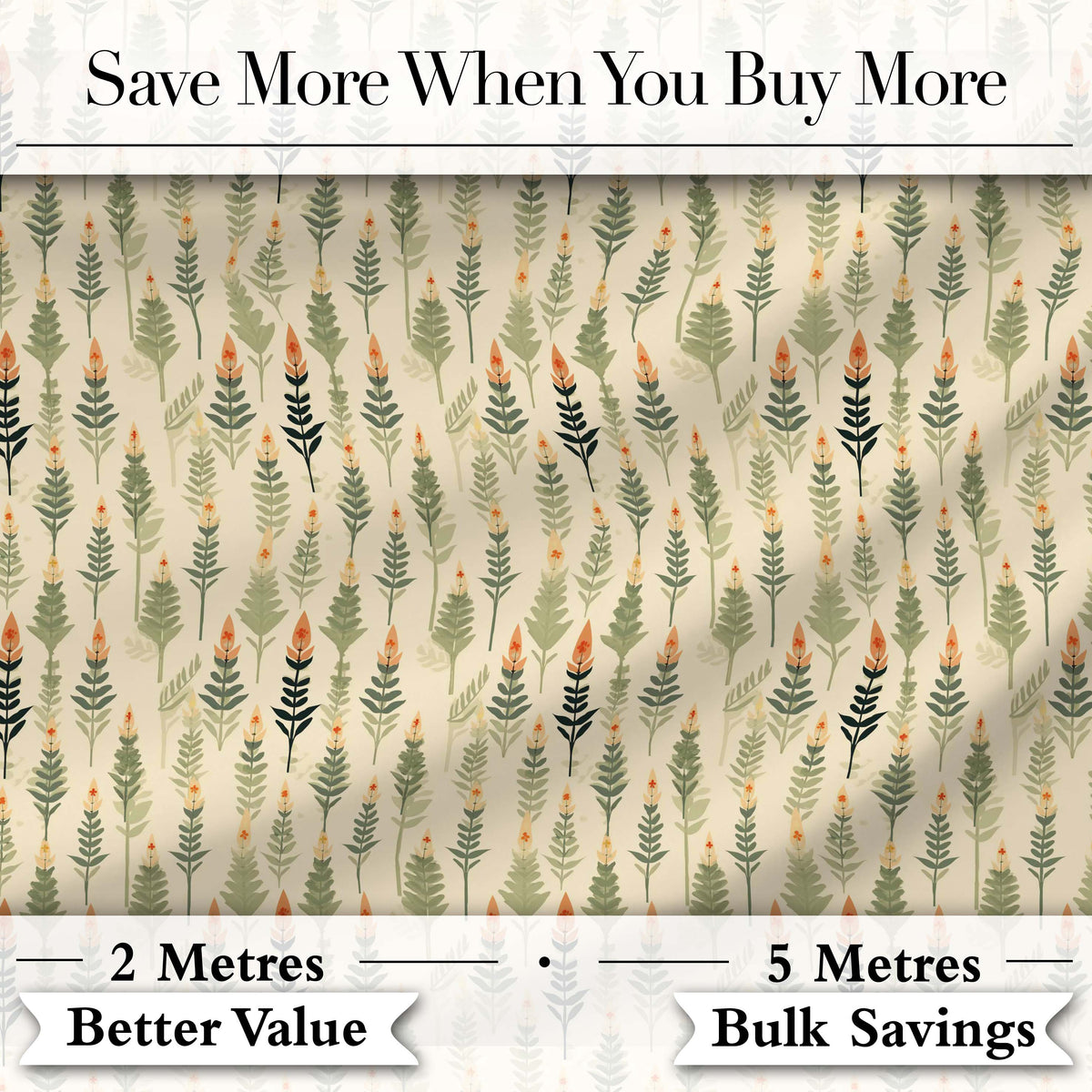 Delicate Floral Sprigs with Soft Beige Background Seamless Pattern Digital Print Fabric by the Metre UK Sewing Quilting Textile