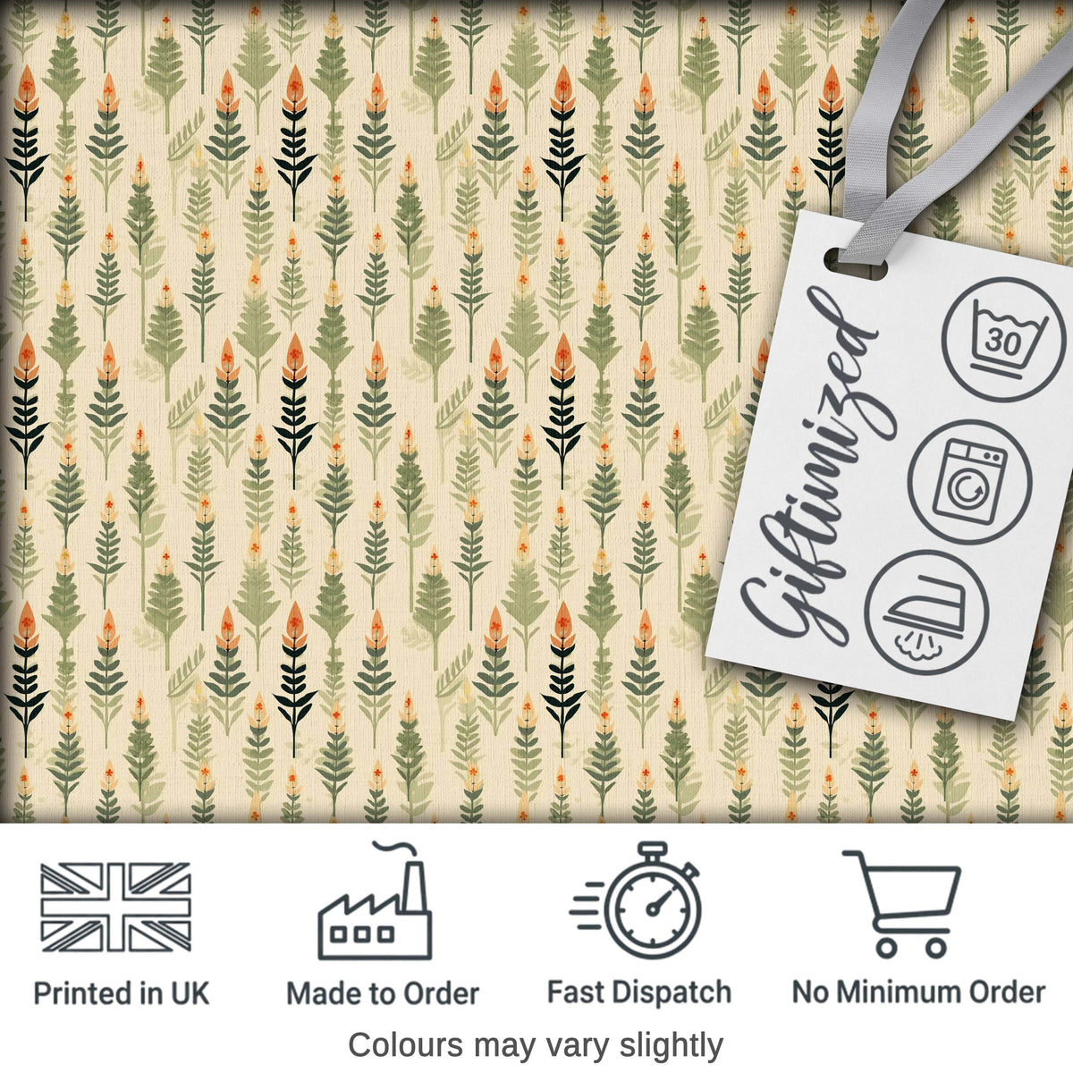 Delicate Floral Sprigs with Soft Beige Background Seamless Pattern Digital Print Fabric by the Metre UK Sewing Quilting Textile