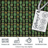 Decorative Potted Green Houseplants on Dark Background Seamless Pattern Digital Print Fabric by the Metre UK Sewing Quilting Textile