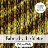 Abstract Vertical Leaf Stripes in Earthy Green and Gold Seamless Pattern Digital Print Fabric by the Metre UK Sewing Quilting Textile