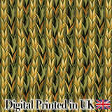 Abstract Vertical Leaf Stripes in Earthy Green and Gold Seamless Pattern Digital Print Fabric by the Metre UK Sewing Quilting Textile