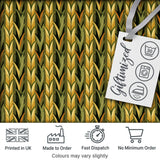 Abstract Vertical Leaf Stripes in Earthy Green and Gold Seamless Pattern Digital Print Fabric by the Metre UK Sewing Quilting Textile