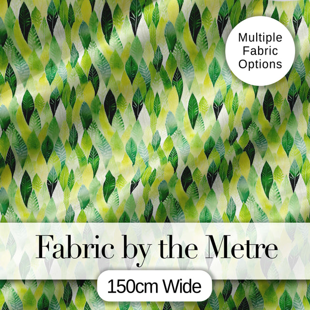 Layered Watercolor Green Leaves with Soft Gradient Effect Seamless Pattern Digital Print Fabric by the Metre UK Sewing Quilting Textile