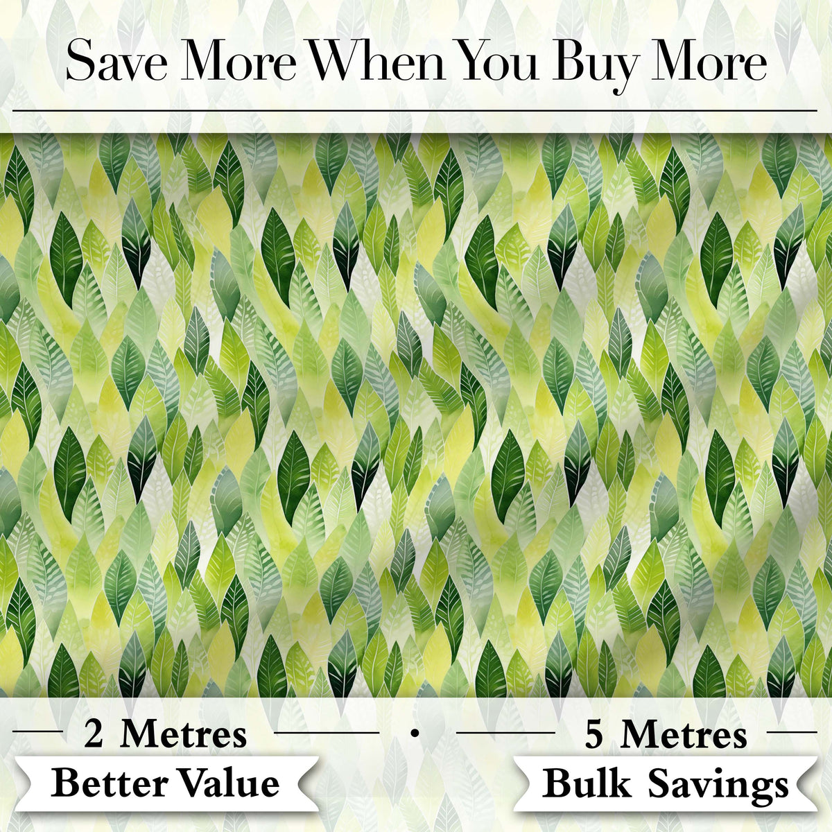 Layered Watercolor Green Leaves with Soft Gradient Effect Seamless Pattern Digital Print Fabric by the Metre UK Sewing Quilting Textile