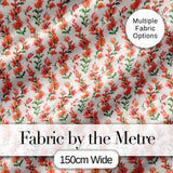 Soft Coral Orange Wildflowers on Light Background Seamless Pattern Digital Print Fabric by the Metre UK Sewing Quilting Textile