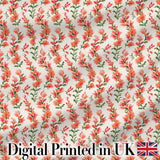 Soft Coral Orange Wildflowers on Light Background Seamless Pattern Digital Print Fabric by the Metre UK Sewing Quilting Textile
