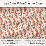 Soft Coral Orange Wildflowers on Light Background Seamless Pattern Digital Print Fabric by the Metre UK Sewing Quilting Textile