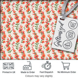 Soft Coral Orange Wildflowers on Light Background Seamless Pattern Digital Print Fabric by the Metre UK Sewing Quilting Textile