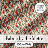 Elegant Red Floral Vines with Small Blossoms Seamless Pattern Digital Print Fabric by the Metre UK Sewing Quilting Textile