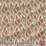 Elegant Red Floral Vines with Small Blossoms Seamless Pattern Digital Print Fabric by the Metre UK Sewing Quilting Textile