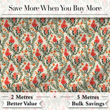 Elegant Red Floral Vines with Small Blossoms Seamless Pattern Digital Print Fabric by the Metre UK Sewing Quilting Textile