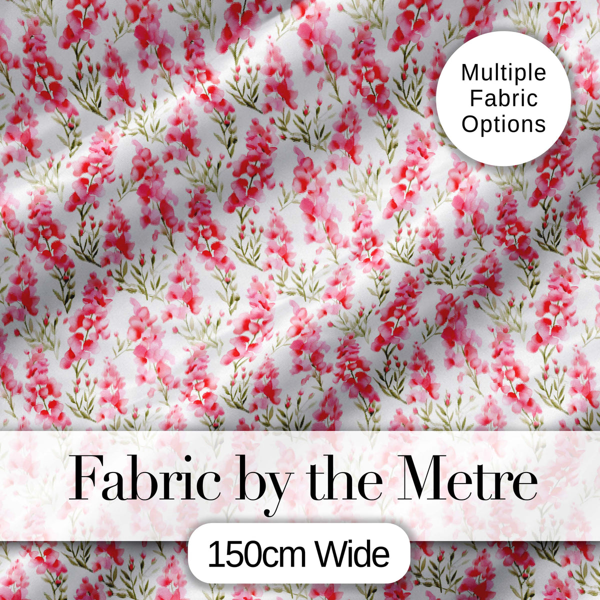 Delicate Pink Watercolor Blossom Sprigs on Soft Background Seamless Pattern Digital Print Fabric by the Metre UK Sewing Quilting Textile