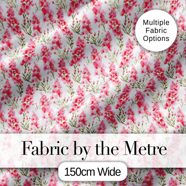 Delicate Pink Watercolor Blossom Sprigs on Soft Background Seamless Pattern Digital Print Fabric by the Metre UK Sewing Quilting Textile
