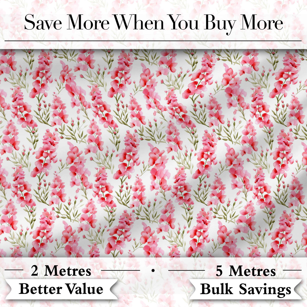 Delicate Pink Watercolor Blossom Sprigs on Soft Background Seamless Pattern Digital Print Fabric by the Metre UK Sewing Quilting Textile