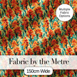 Bold Orange Floral Blooms with Teal Leaves Seamless Pattern Digital Print Fabric by the Metre UK Sewing Quilting Textile