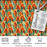 Bold Orange Floral Blooms with Teal Leaves Seamless Pattern Digital Print Fabric by the Metre UK Sewing Quilting Textile