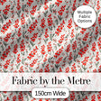 Minimal Red Floral Sprigs on Light Neutral Background Seamless Pattern Digital Print Fabric by the Metre UK Sewing Quilting Textile
