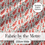 Minimal Red Floral Sprigs on Light Neutral Background Seamless Pattern Digital Print Fabric by the Metre UK Sewing Quilting Textile