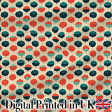 Geometric  Umbrella Pattern in Coral and Teal Seamless Pattern Digital Print Fabric by the Metre UK Sewing Quilting Textile