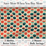 Geometric  Umbrella Pattern in Coral and Teal Seamless Pattern Digital Print Fabric by the Metre UK Sewing Quilting Textile