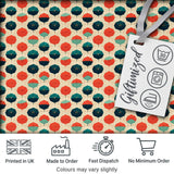 Geometric  Umbrella Pattern in Coral and Teal Seamless Pattern Digital Print Fabric by the Metre UK Sewing Quilting Textile