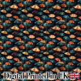 Moody Dark Umbrella Crowd in Rainy Night Seamless Pattern Digital Print Fabric by the Metre UK Sewing Quilting Textile