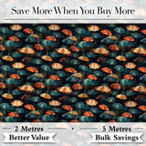 Moody Dark Umbrella Crowd in Rainy Night Seamless Pattern Digital Print Fabric by the Metre UK Sewing Quilting Textile