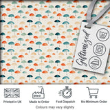 Minimal Umbrella Pattern in Soft Neutral and Teal Shades Seamless Pattern Digital Print Fabric by the Metre UK Sewing Quilting Textile