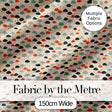 Small  Umbrellas in Teal and Orange on Cream Seamless Pattern Digital Print Fabric by the Metre UK Sewing Quilting Textile