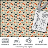 Small  Umbrellas in Teal and Orange on Cream Seamless Pattern Digital Print Fabric by the Metre UK Sewing Quilting Textile