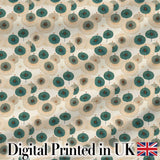 Vintage Paper Parasol Circles in Teal and Beige Seamless Pattern Digital Print Fabric by the Metre UK Sewing Quilting Textile