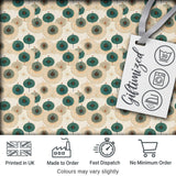 Vintage Paper Parasol Circles in Teal and Beige Seamless Pattern Digital Print Fabric by the Metre UK Sewing Quilting Textile