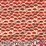 Traditional Red Asian Parasols with Decorative Motifs Seamless Pattern Digital Print Fabric by the Metre UK Sewing Quilting Textile