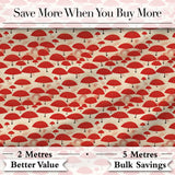 Traditional Red Asian Parasols with Decorative Motifs Seamless Pattern Digital Print Fabric by the Metre UK Sewing Quilting Textile